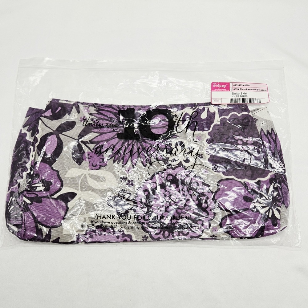 Thirty-One Suite Skirt Plum Awesome Blossom Floral Purple Gray Bag Cover New